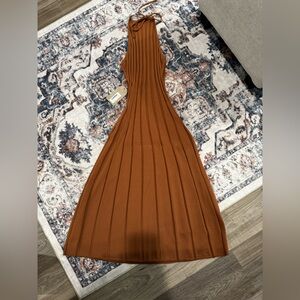 Meshki Halter Ribbed Dress NWT